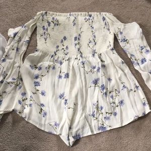 Floral off the shoulder romper